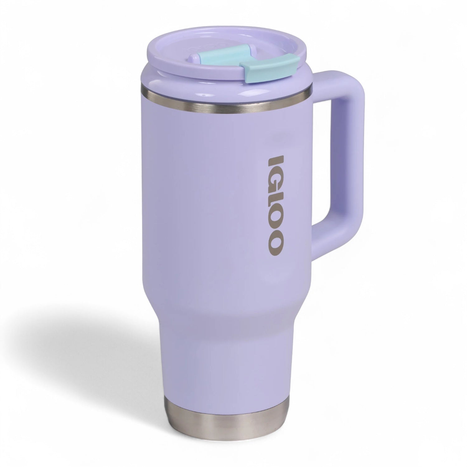 Igloo thermosfles Flip ‘n’ Sip 946 ml - met vacuümisolatie, handvat en rietje, in kleur lila met logo op voorzijde