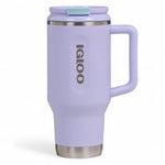 Igloo thermosfles Flip ‘n’ Sip 946 ml - met vacuümisolatie, handvat en rietje, in kleur lila met logo op voorzijde vrijstaand beeld