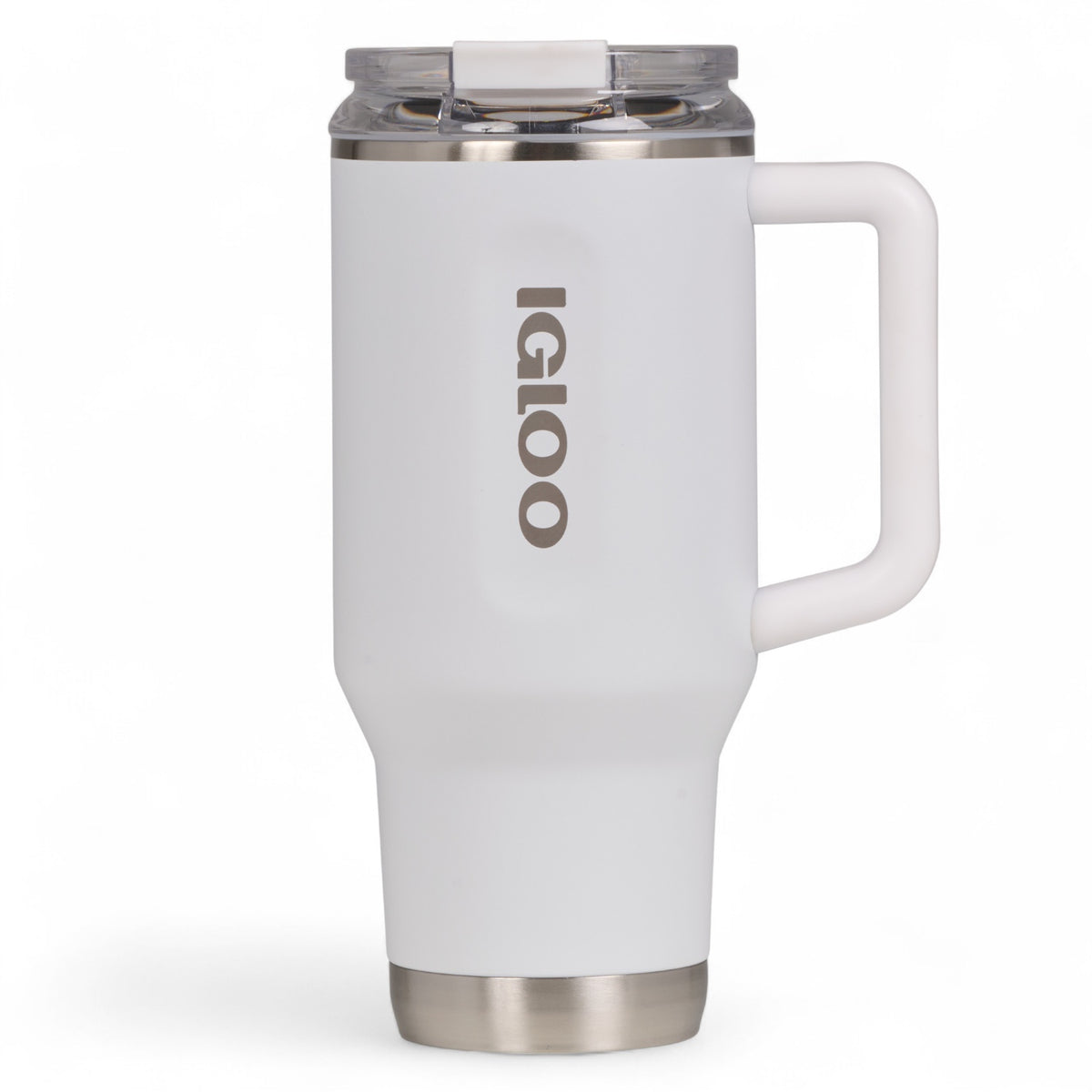 Igloo thermosfles Flip ‘n’ Sip 946 ml - met vacuümisolatie, handvat en rietje, in kleur wit met deksel dicht, van voorzijde in beeld