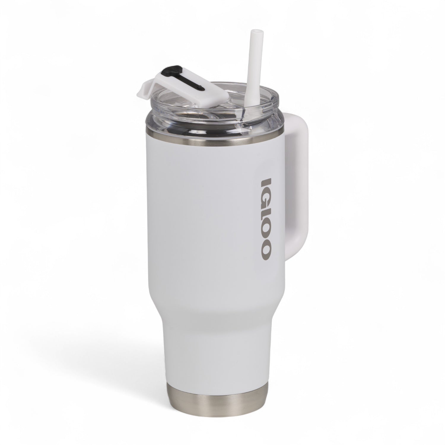 Igloo thermosfles Flip ‘n’ Sip 946 ml - met vacuümisolatie, handvat en rietje, in kleur wit met rietje erin