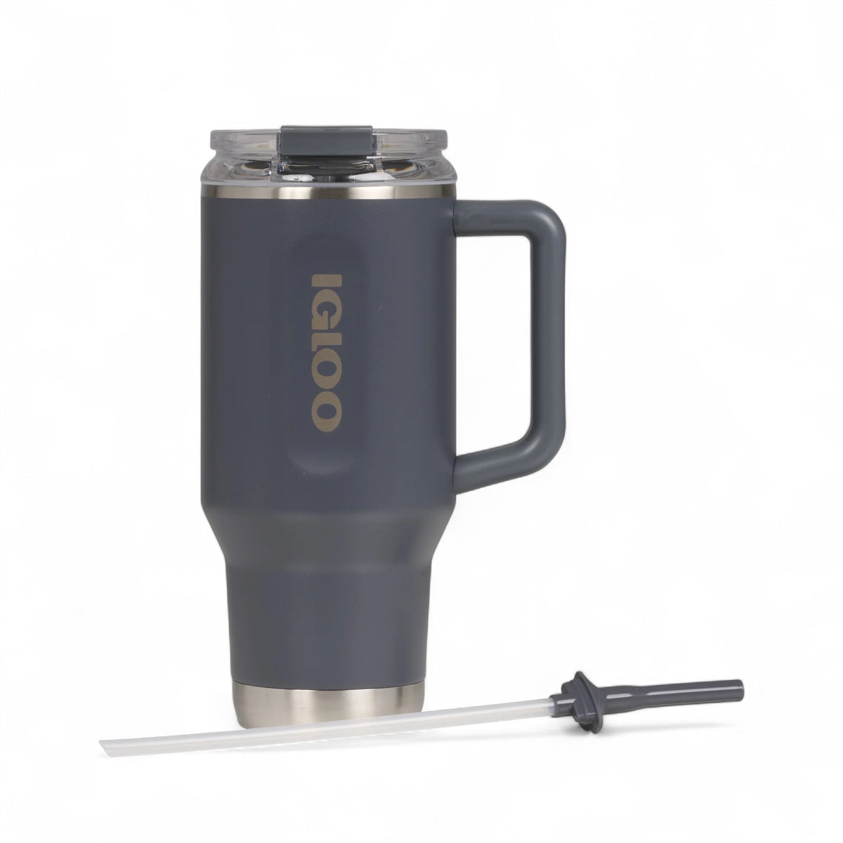 Igloo thermosfles Flip ‘n’ Sip 946 ml met handvat en vacuum deksel, in carbonite, met los rietje ernaast
