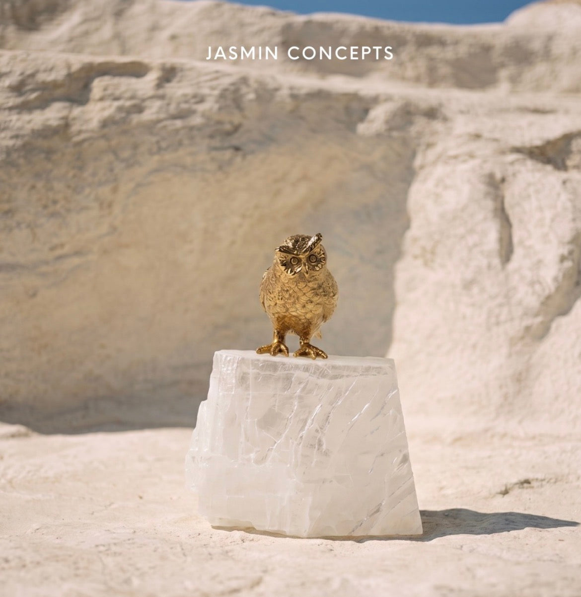 Jasmin Concepts kunst object kristal met gouden uil