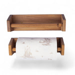 Keukenrolhouder teak hout ARCMarine 264_met_keukenrol wit met bruine bootjes en leeg zonder keukenrol
