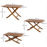 Klaptafel San Remo teak, verstelbare hoogtes (149 x 80.5 cm) tekening met afmetingen