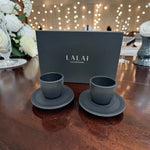 LALAI Koffie kopjes Set van 2 op een houten tafel  op een cadeau tafel 2