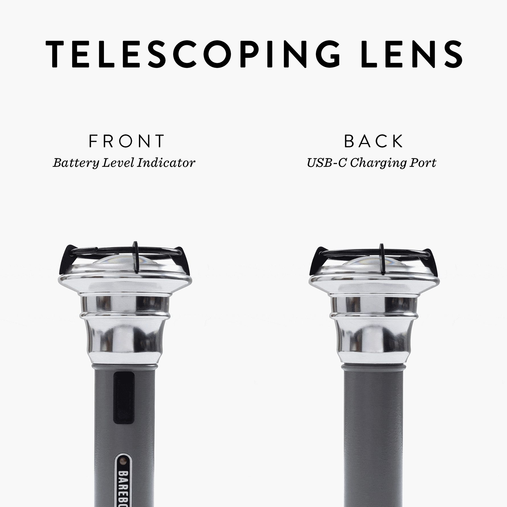 Barebones LIV-291_VintageFlashlight-VintageFlashlight-SlateGray_met telescoping lens