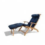 Ligbed Steamer - teakhout, inklapbaar (170 x 95 cm) foto met blauw kussen
