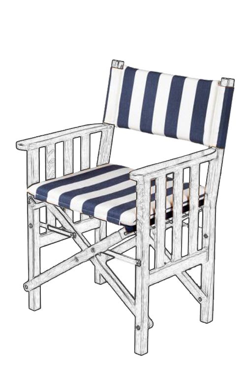 Losse kussenset voor regisseursstoel II deluxe navy-wit