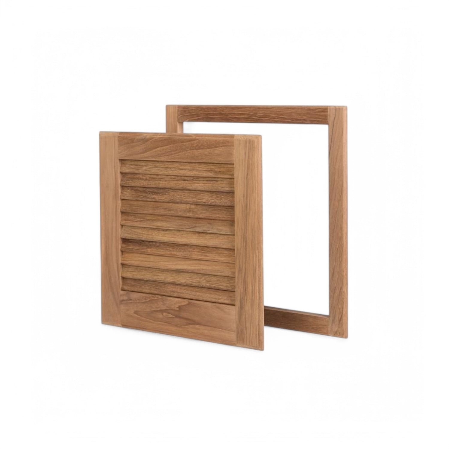 Louvredeur met kozijn - teak, ongeolied, in 4 maten voorbeeld front en los frame