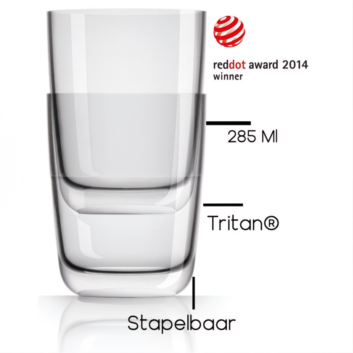 Marc-newson-highball-waterglas met tekening van details en kenmerken