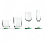 Marc Newson design onbreekbare Tritan glazen met voet in glow in the dark uitvoering, whiskeyglas, waterglas, wijnglas, champagneglas