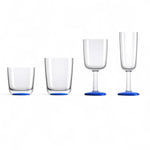 Marc Newson design onbreekbare Tritan glazen met voet in navy uitvoering, whiskeyglas, waterglas, wijnglas, champagneglas