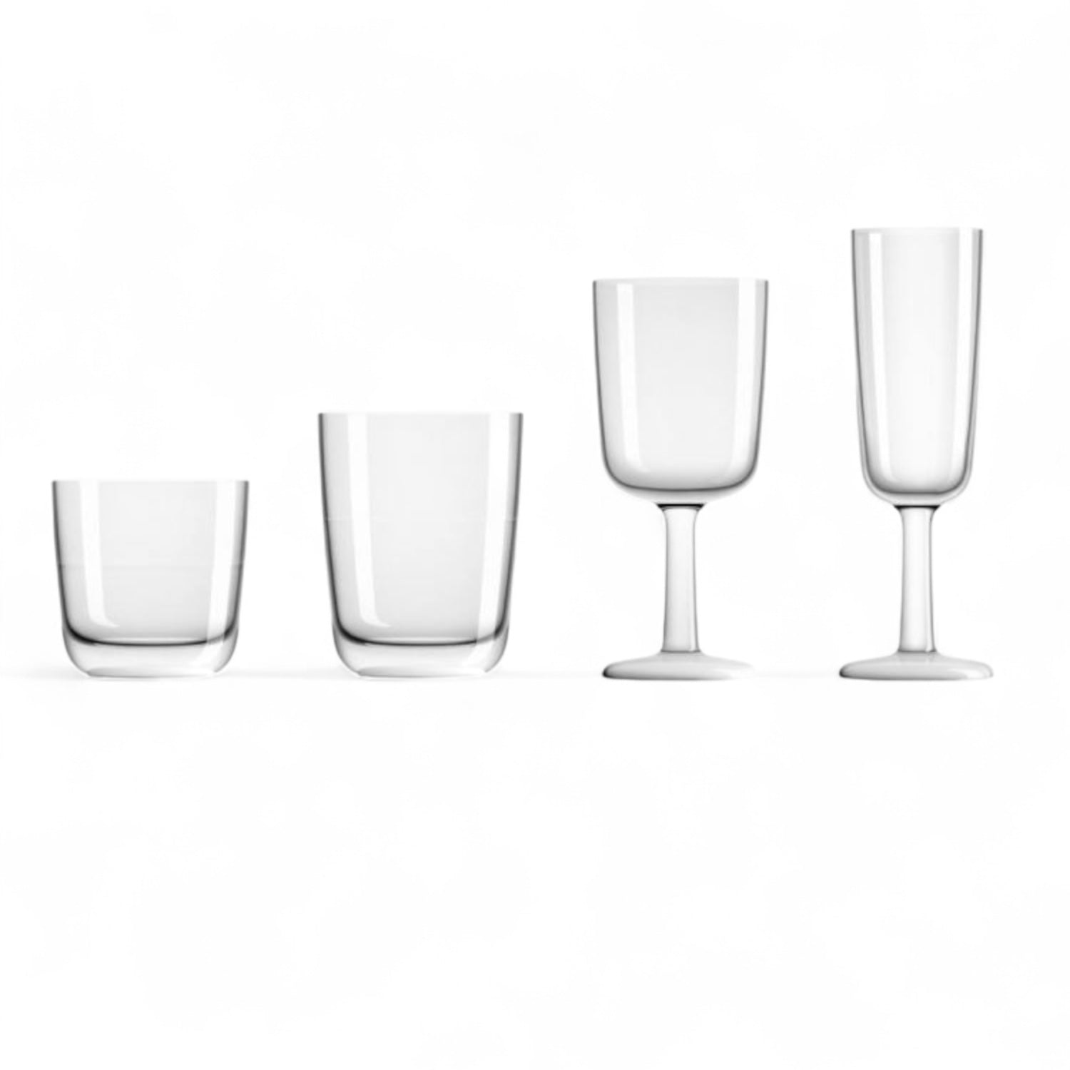 Marc Newson design onbreekbare Tritan glazen met voet in witte uitvoering, whiskeyglas, waterglas, wijnglas, champagneglas