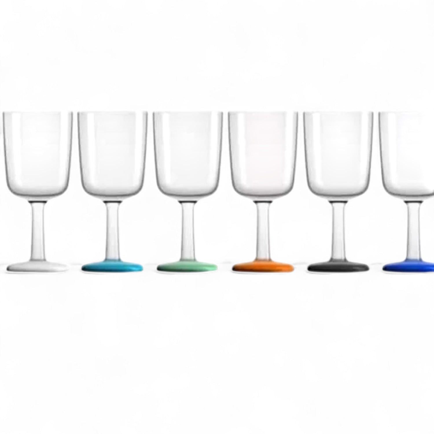 Marc Newson design onbreekbare Tritan glazen met voet in zes kleuren uitvoering, whiskeyglas, waterglas, wijnglas, champagneglas