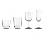 Marc Newson design onbreekbare Tritan glazen met voet in zwarte uitvoering, whiskeyglas, waterglas, wijnglas, champagneglas