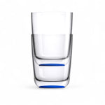 Marc Newson highball waterglas 425 ml – onbreekbaar Tritan met antislip en navy blauwe bodem twee glazen opgestapeld