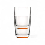 Marc Newson highball waterglas 425 ml – onbreekbaar Tritan met antislip en oranje bodem twee glazen opgestapeld