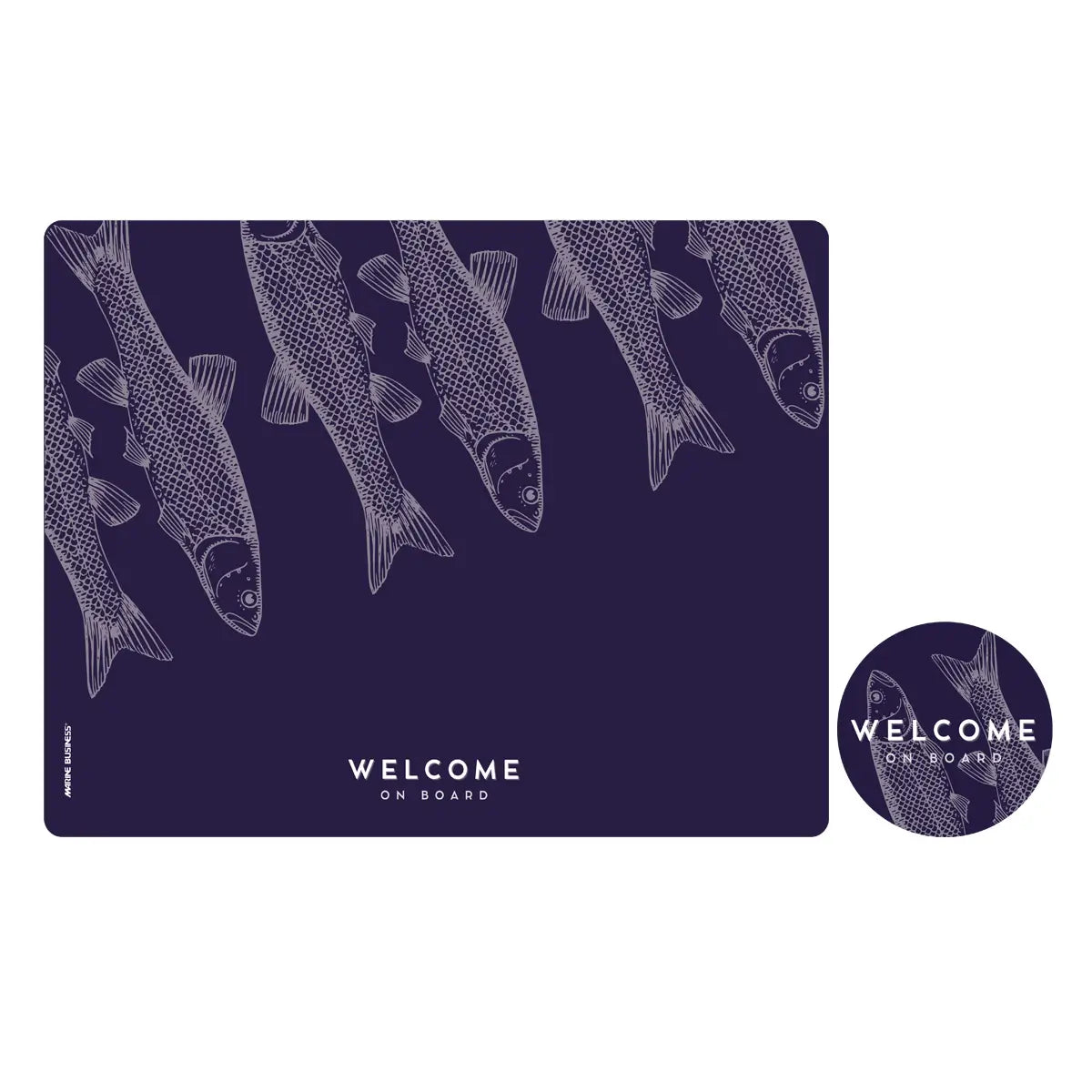 Marine Business Fish placemats & onderzetters set beige 6+6 Navy