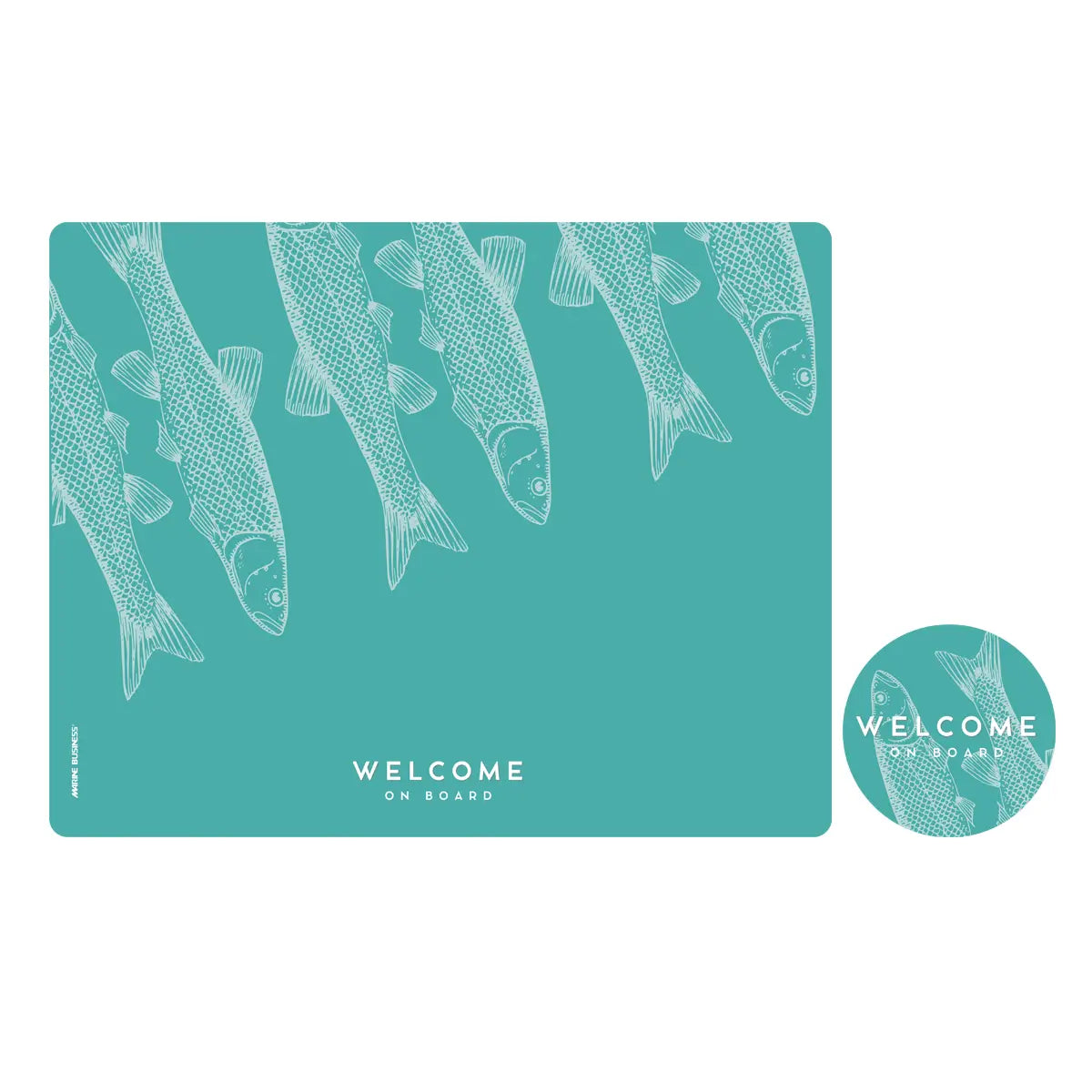 Marine Business Fish placemats & onderzetters set in 3 6 +6  turquoise