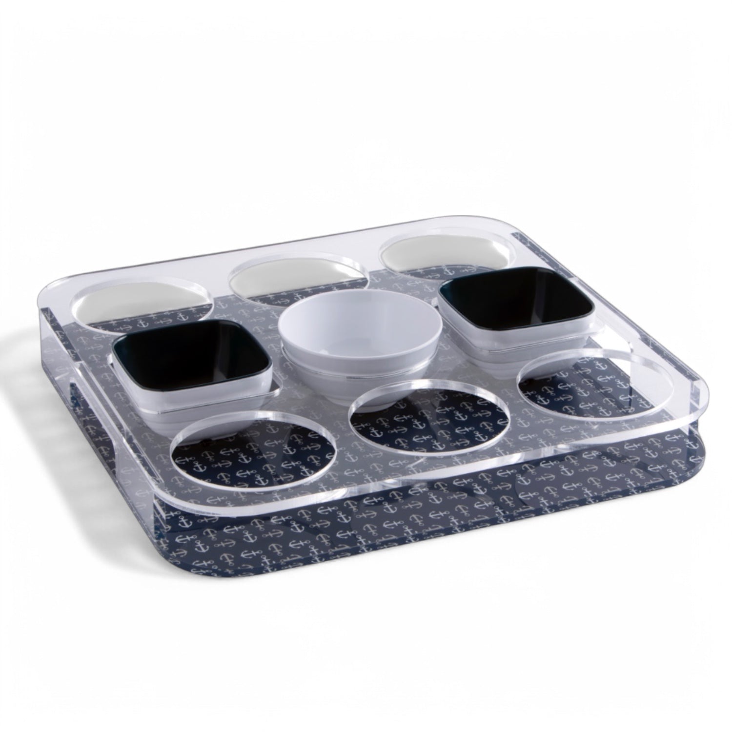 Marine Business Waves serveerplateau met glazenhouder en snackbakjes 16103