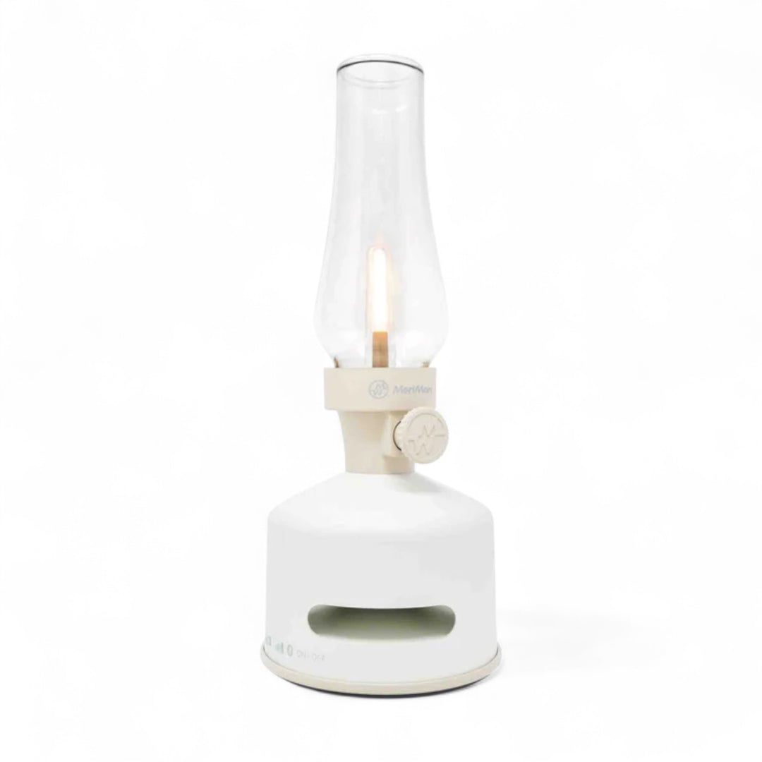 MoriMori LED lantaarn met Bluetooth speaker – oplaadbare buitenlamp in kleur Beach house white