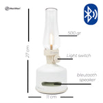 MoriMori LED lantaarn met Bluetooth speaker – oplaadbare buitenlamp in kleur beachhouse white met afmetingen