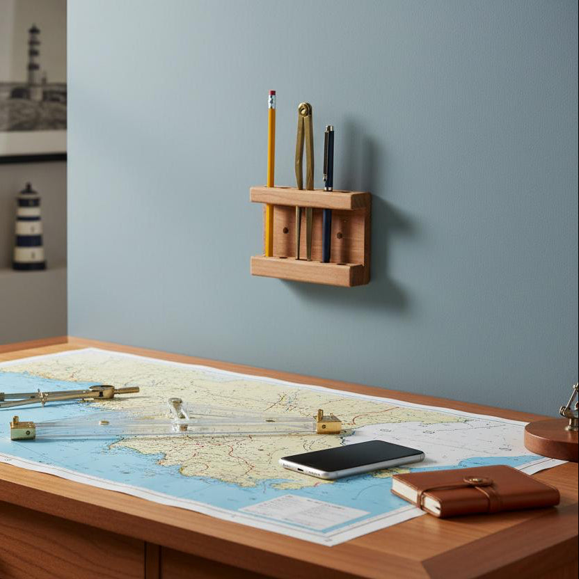 ARC Marine navigatierek teak passer en pennenhouder 12 cm