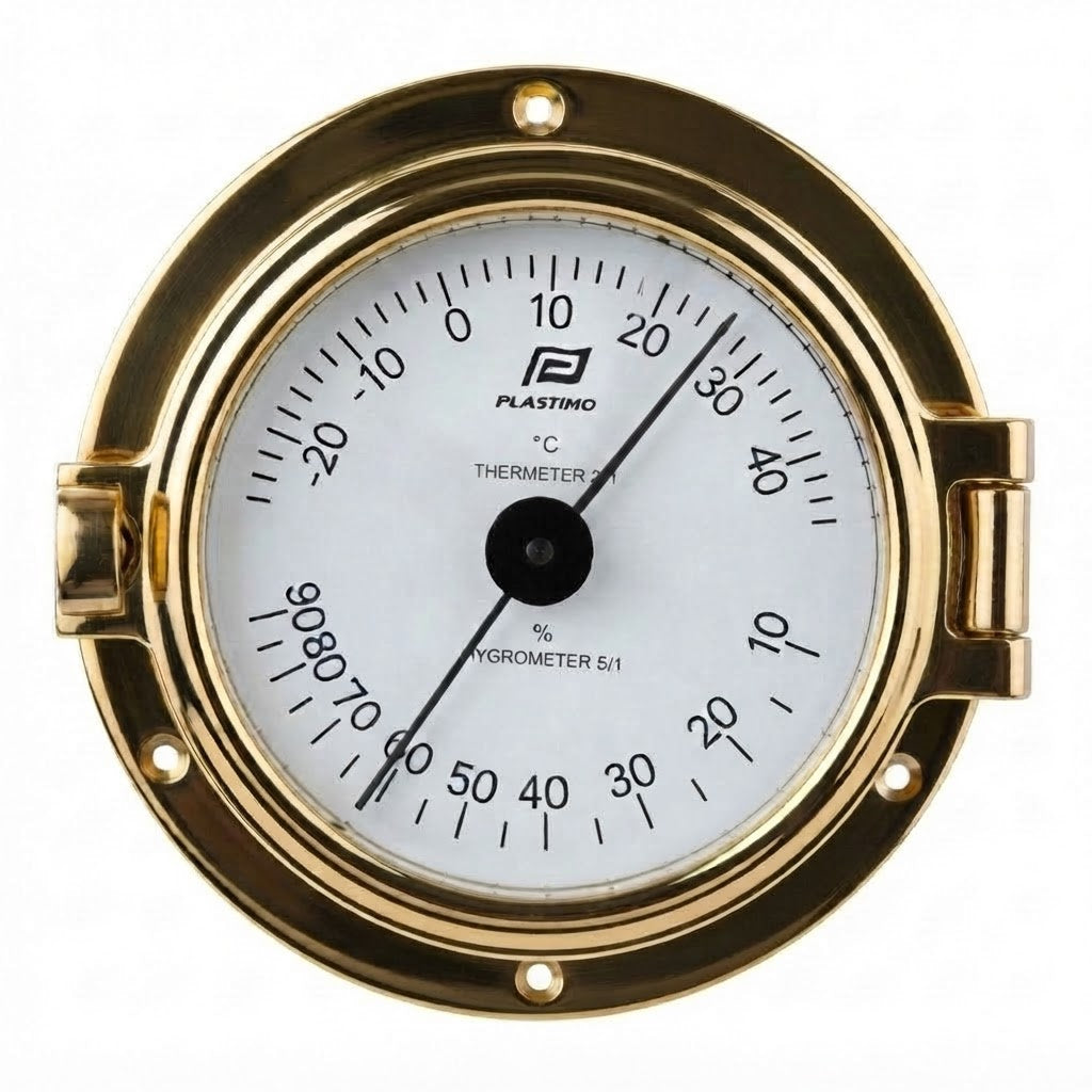 Plastimo 3 inch thermo/hygrometer 120 mm – brass or matt chrome
