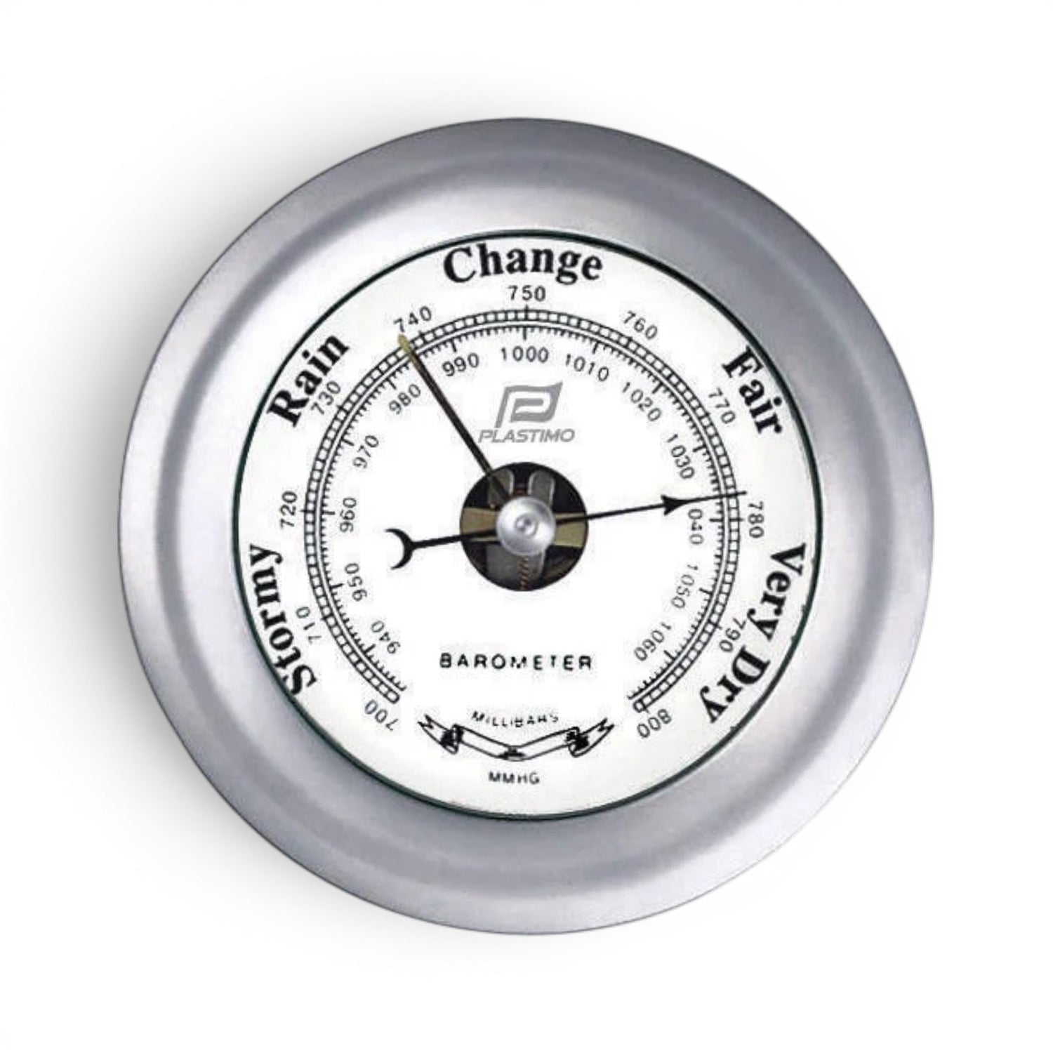 Plastimo 4 inch barometer 130 mm – mat chroom, aneroïde