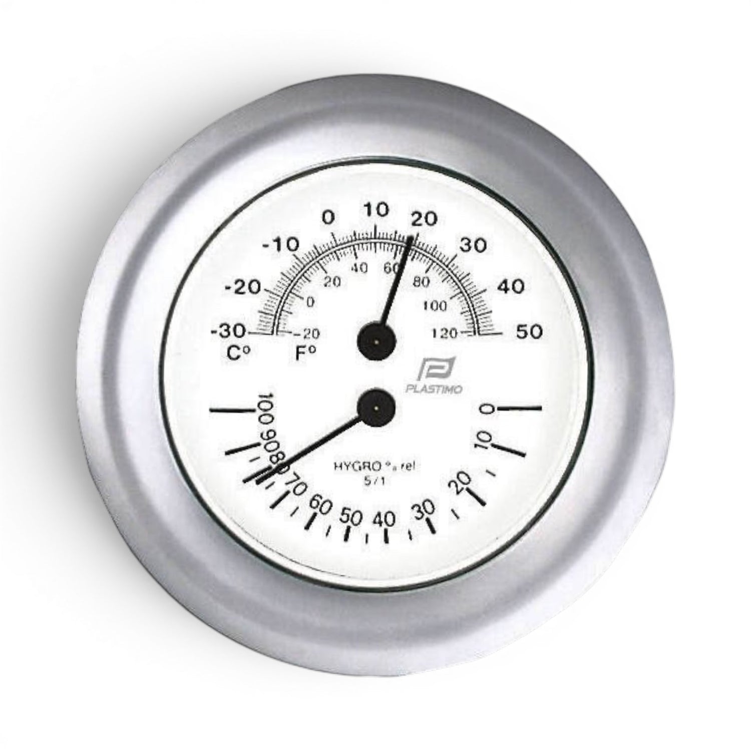 Plastimo 4 inch thermo-hygrometer 130 mm – mat chroom