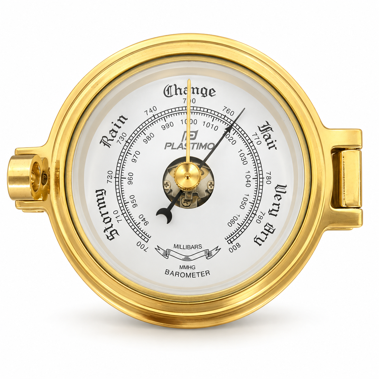 Plastimo 3 inch barometer recht van voren.