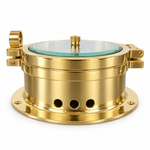 Plastimo 3 inch barometer 120 mm messing van de zijkant.