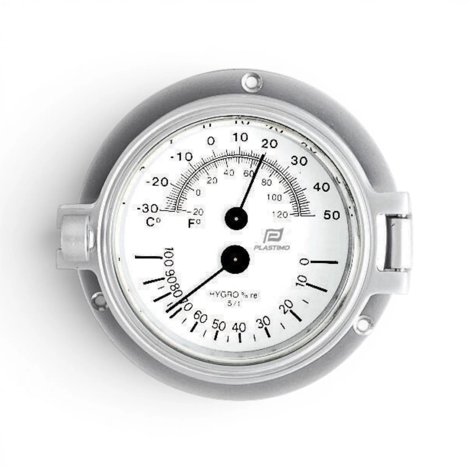 Plastimo 3 inch mat chroom thermo hygrometer 35885
