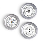 Plastimo mat chroom klokkenset  4 inch - getijdenklok, barometer, thermo-hygrometer 38209-38207-38208
