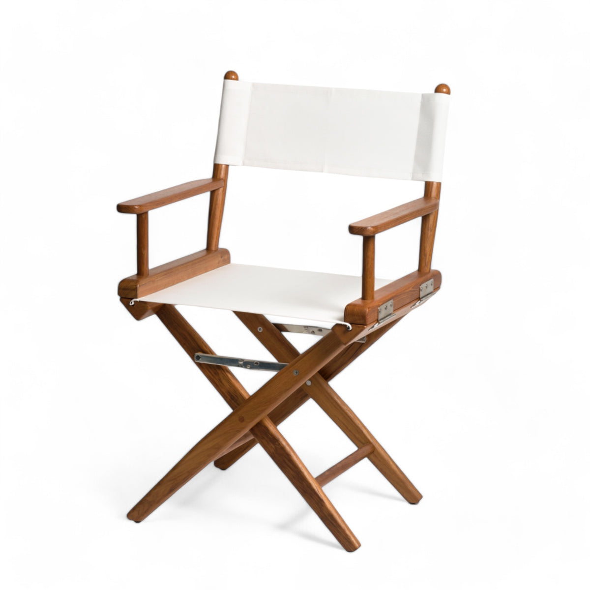 Regisseursstoel I met canvas zitting, geolied teak en witte bekleding