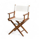 Regisseursstoel I met canvas zitting, geolied teak en witte bekleding