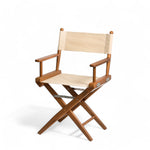 Regisseursstoel I met canvas zitting, ongeolied teak en beige bekleding