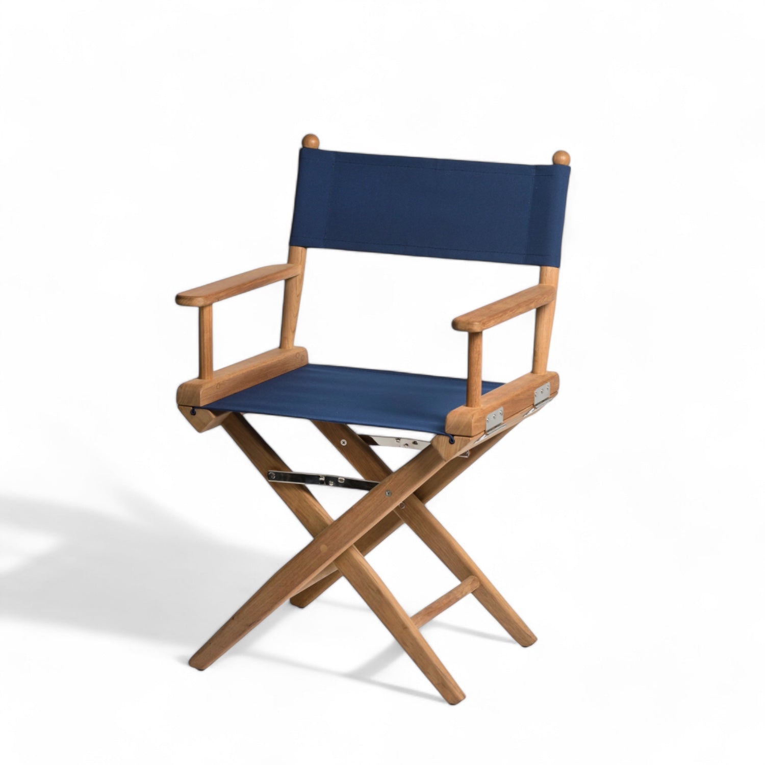 Regisseursstoel I met canvas zitting, ongeolied teak en navy bekleding