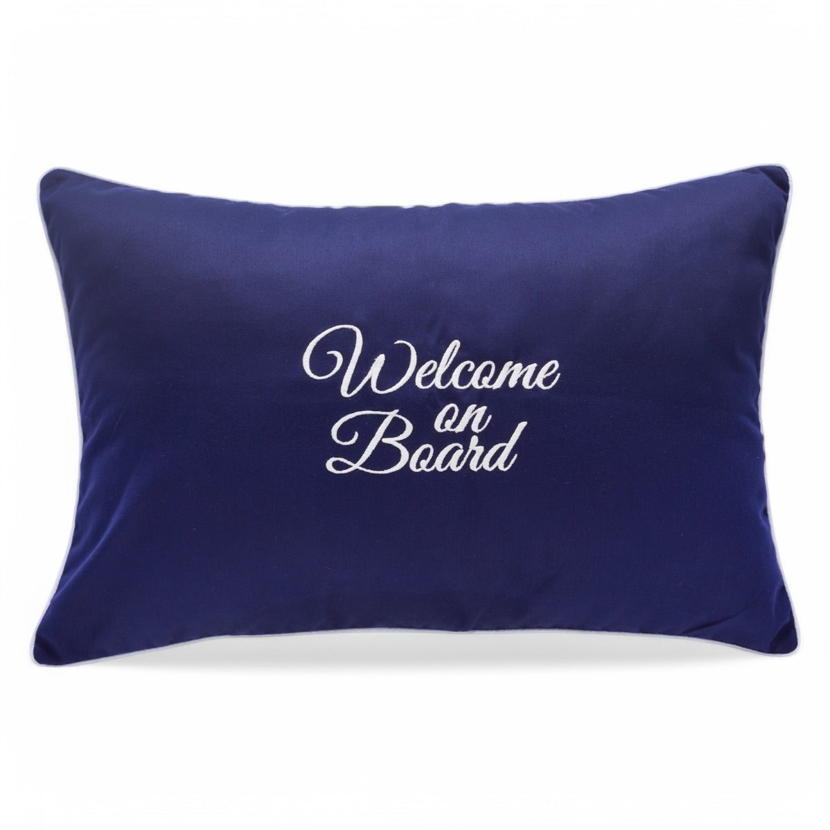 Santorini sierkussen met ‘Welcome on Board’ borduursel in kleur blue 53726