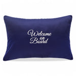 Santorini sierkussen met ‘Welcome on Board’ borduursel in kleur blue 53726