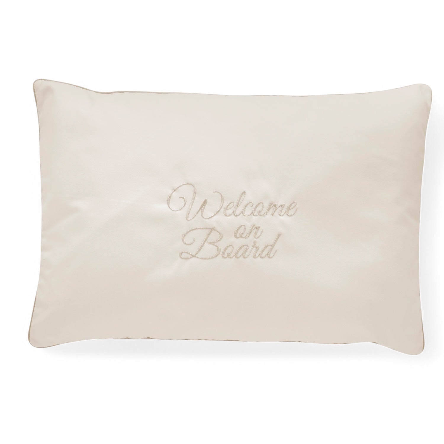 Santorini sierkussen met ‘Welcome on Board’ borduursel in kleur ecru 53725