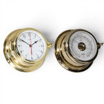Schatz Midi 2-delige klokkenset in messing bestaande uit een Quartz scheepsklok met een arabische wijzerplaat, en een high sensitive barometer