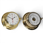 Schatz Midi 2-delige klokkenset in messing bestaande uit een Quartz scheepsklok met scheepsbel met een arabische wijzerplaat, en een high sensitive barometer
