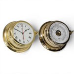 Schatz Midi 2-delige klokkenset in messing bestaande uit een Quartz scheepsklok met scheepsbel en een romeinse wijzerplaat, en een high sensitive barometer