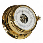 Schatz Midi barometer 155 mm met thermometer - witte wijzerplaat, messing zwarte cijfers 450BT