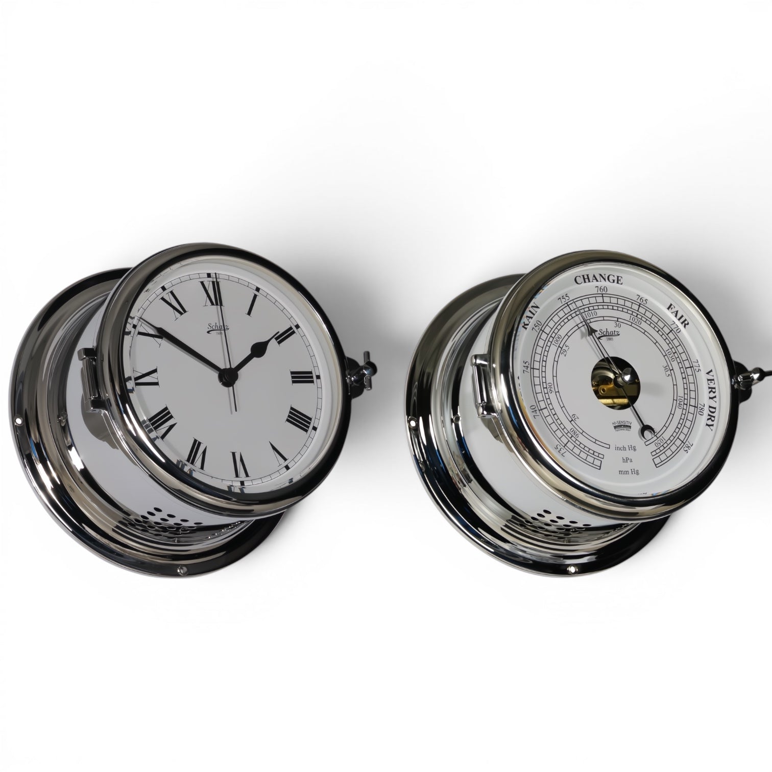 Schatz_Royal_2-delige_klokkenset_Chrome_met_Romeinse_wijzerplaat_Scheepsklok_Barometer_483C_483BHI