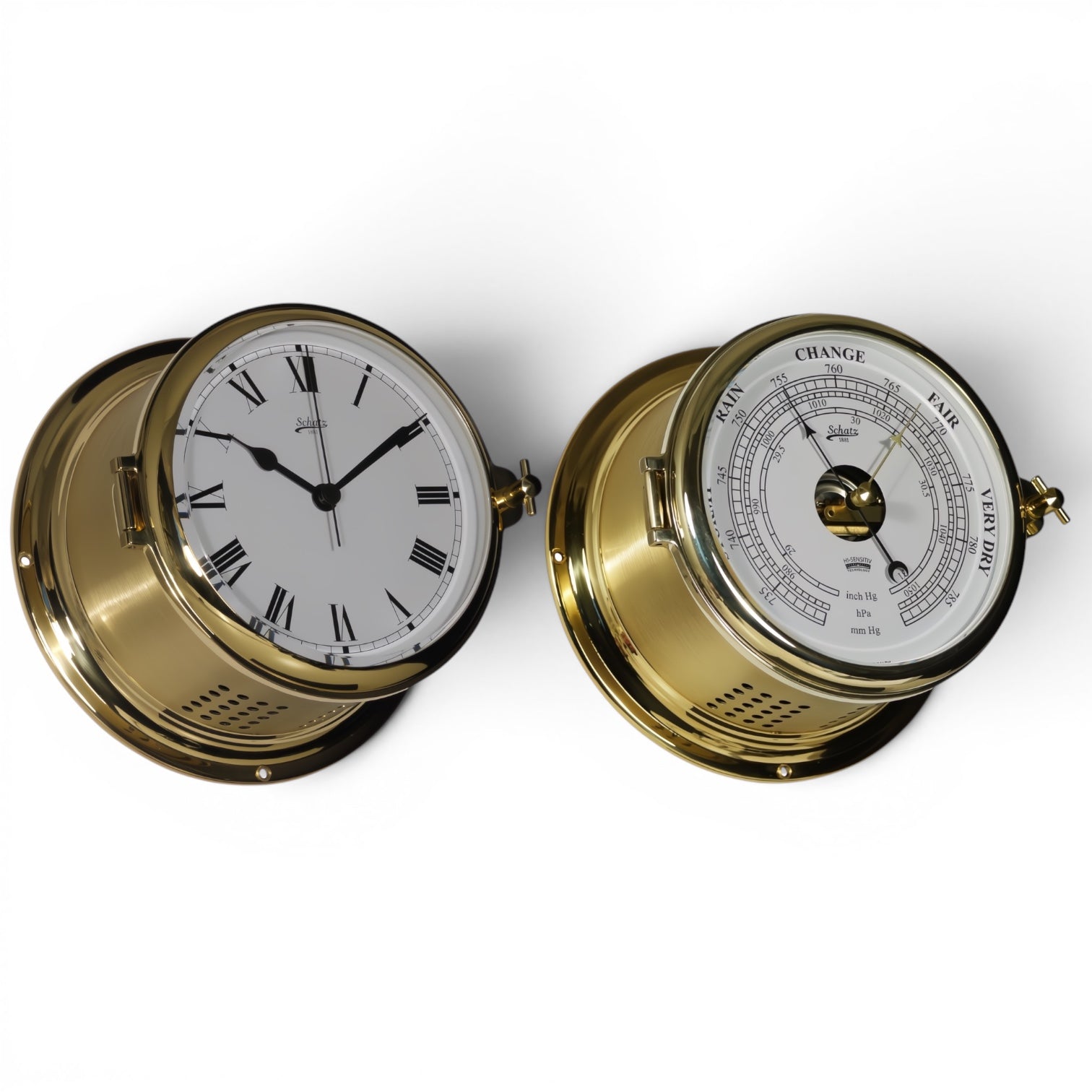 Schatz_Royal_2-delige_klokkenset_Messing_met_Romeinse_wijzerplaat_Scheepsklok_Barometer_481C_481BHI