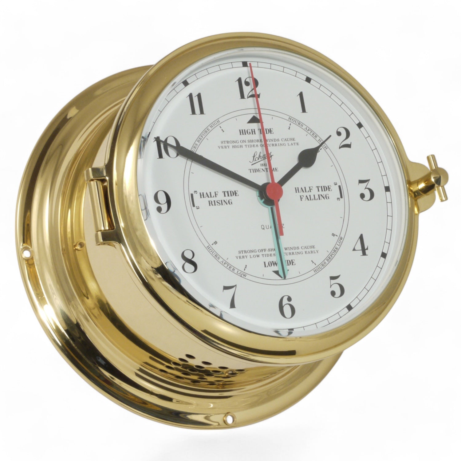 Schatz Royal getijdenklok 180 mm - witte wijzerplaat, zwarte cijfers 480CIA messing
