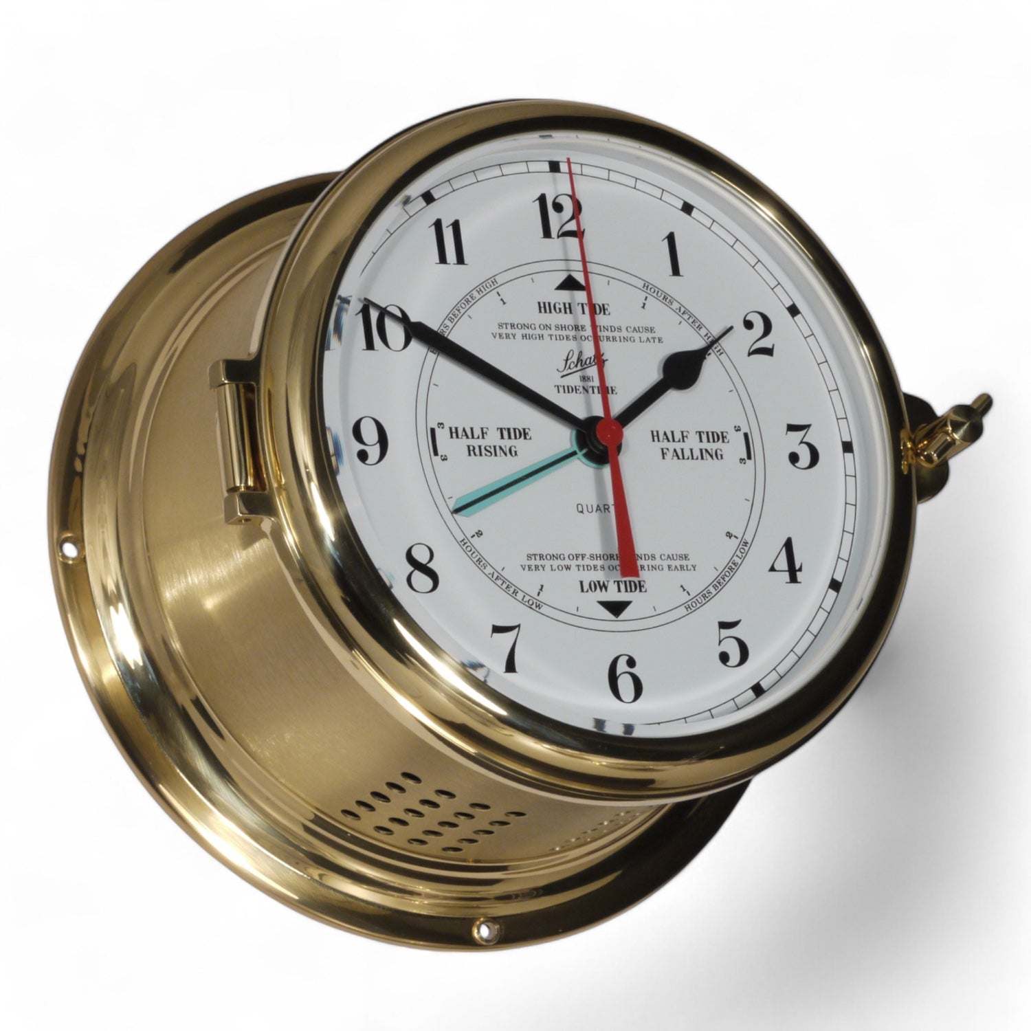 Schatz Royal getijdenklok 180 mm - witte wijzerplaat, zwarte cijfers 481CIA messing
