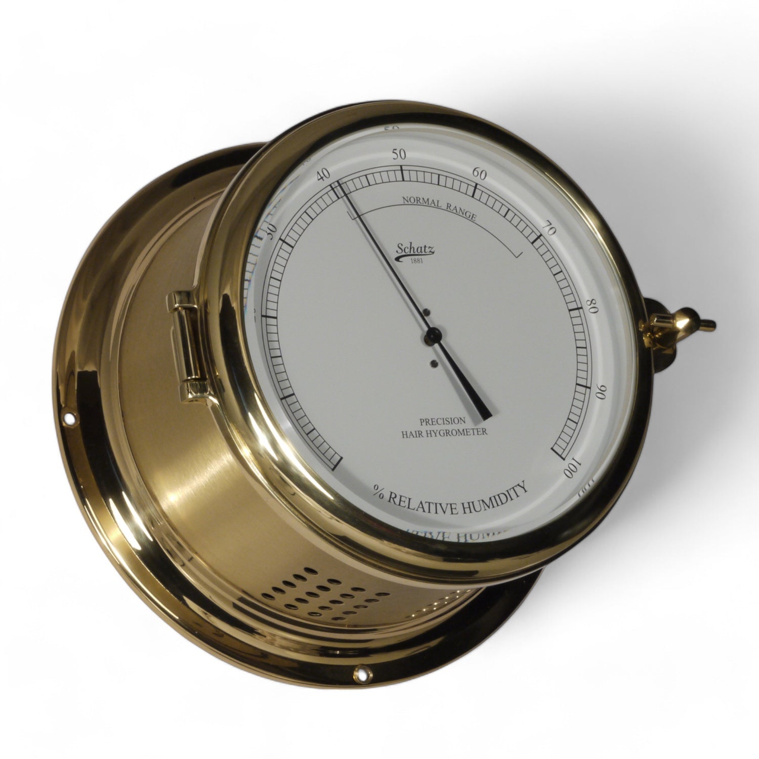 Schatz Royal haar-hygrometer 180 mm - stijlvolle luchtdrukmeter 481H geborsteld messing